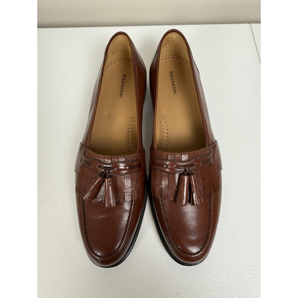 Magnanni Mens Loafers Tassel Brown Leather Dress Shoes Size 12B Made in Spain‎
